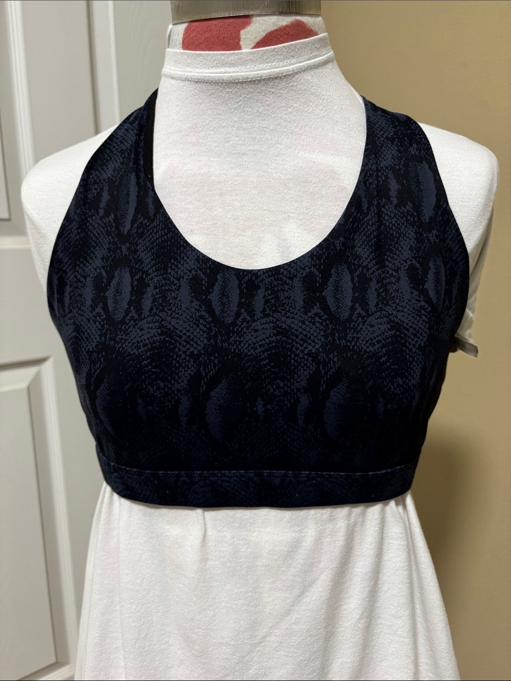 High-Support Black Snake-Print Sports Bra